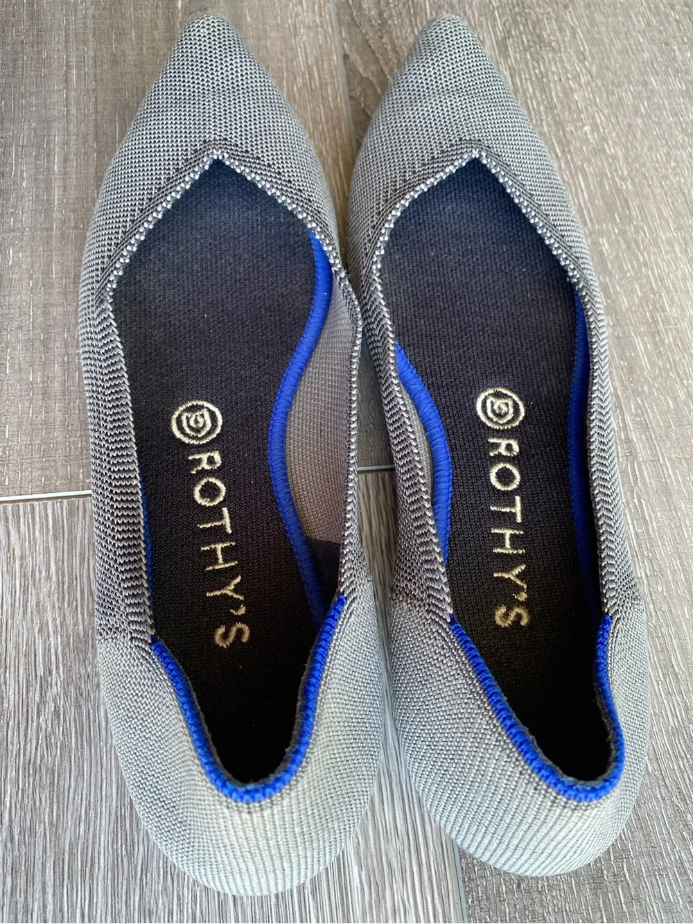 Rothy's The Pointed Toe Grey Knit Flats Women's Size 9
